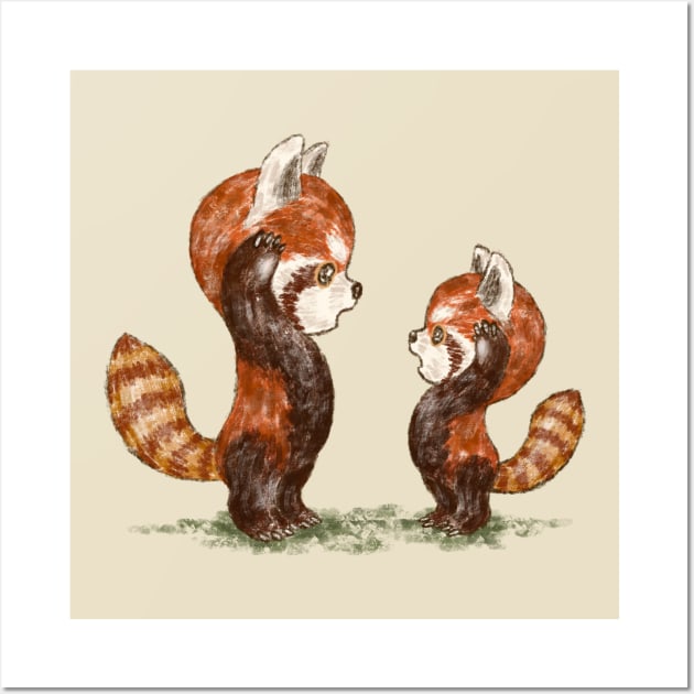 Red pandas facing each other Wall Art by sanogawa